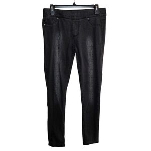 Liverpool Sienna Pull-On Legging Jeans in Faded Black Reptile Foil Size 8